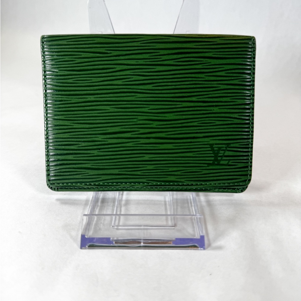 Louis Vuitton Green Epi Leather Bifold ID Card Holder Wallet
